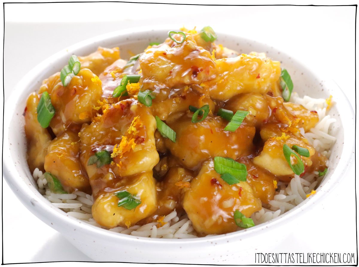 Better than takeout, this Vegan Orange Chicken recipe is easy to make, healthier, and so tasty! Just 1 pan and 20 minutes is all it takes. Tofu is coated in a sweet, tangy, and deliciously sticky orange sauce served over rice for a quick and delicious dinner.