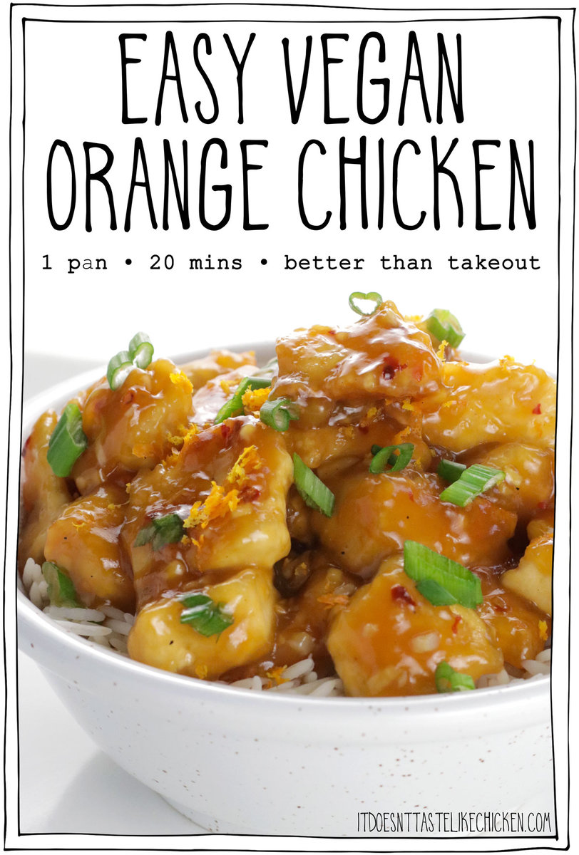 Better than takeout, this Vegan Orange Chicken recipe is easy to make, healthier, and so tasty! Just 1 pan and 20 minutes is all it takes. Tofu is coated in a sweet, tangy, and deliciously sticky orange sauce served over rice for a quick and delicious dinner.