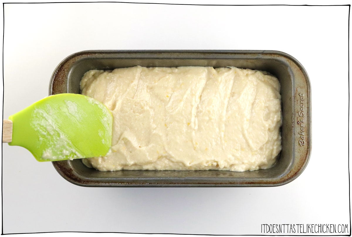 Spread the batter into a loaf pan.