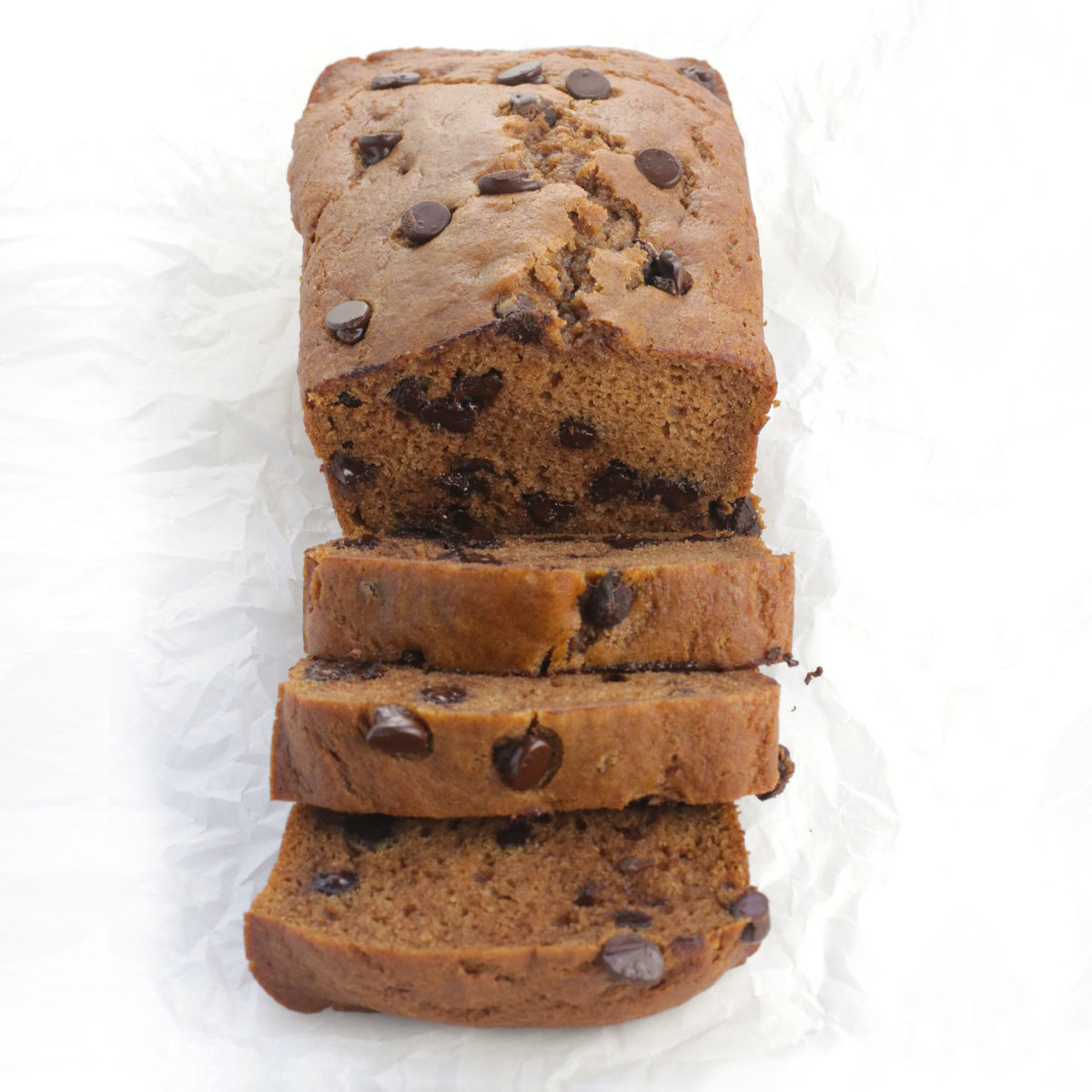 vegan pumpkin bread with chocolate chips