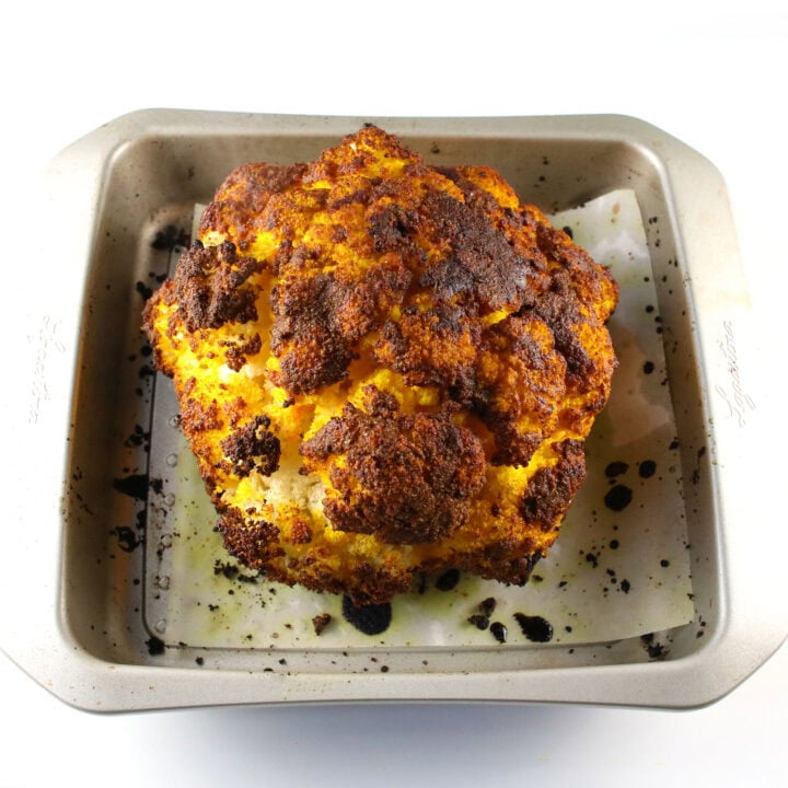 Whole Roasted Cauliflower with Tahini Sauce • It Doesn't Taste Like Chicken