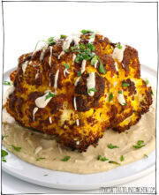 Whole Roasted Cauliflower with Tahini Sauce • It Doesn't Taste Like Chicken