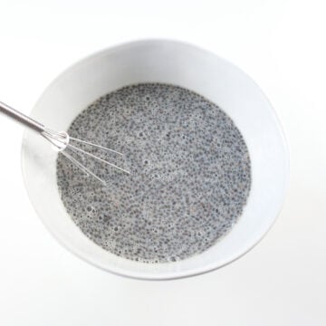 Milk and flavors added to chia seeds.