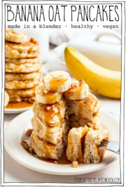 Banana oat pancakes made in a blender, healthy vegan pancake recipe