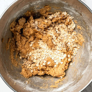 Oats added to cookie dough.
