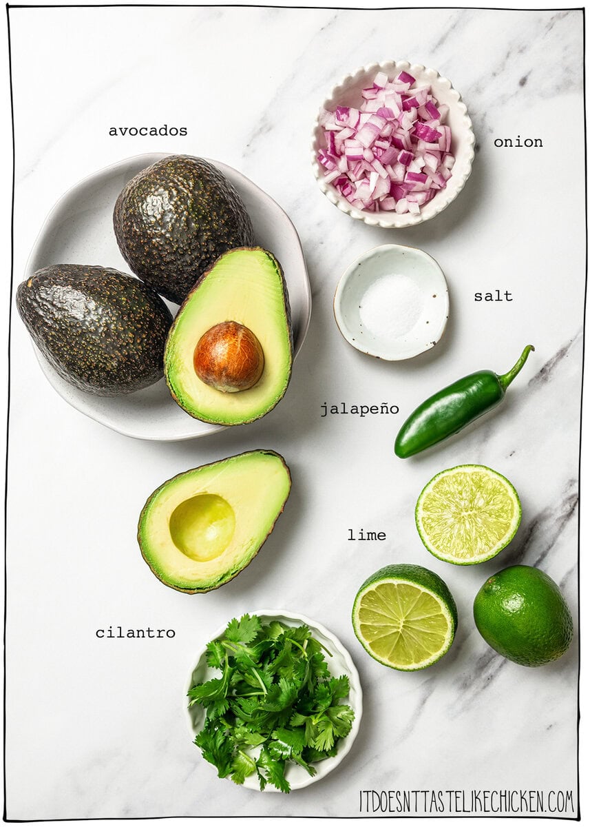 This easy Chipotle guacamole recipe is creamy, bright, and packed with fresh flavor, just like the restaurant version. Only 5 ingredients! Ingredients for Chipotle guacamole recipe.