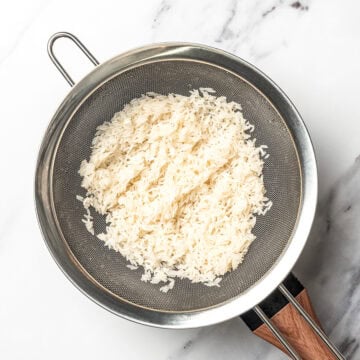 Rice in colander.