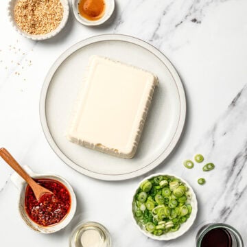 Silken tofu on plate.