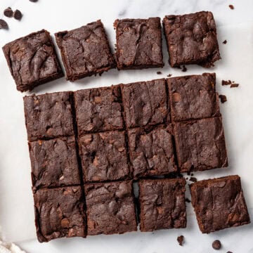 Sweet potato brownies cut into squares.